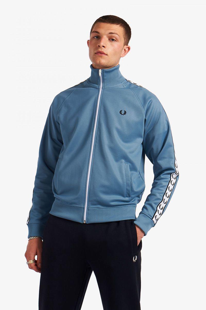 Geaca Barbati Fred Perry Taped Track Gri Albastri | RO 1256ILHS